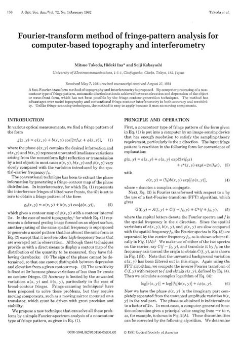 Pdf Fourier Transform Method Of Fringe Pattern Analysis For Computer