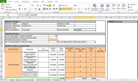 Weekly Project Status Report Template [Excel, Word, PDF] - Excel TMP