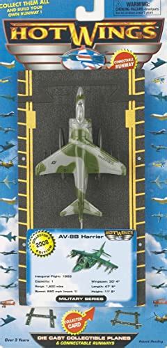 Hot Wings Planes Av 8b Harrier Green With Connectible Runway Die Cast