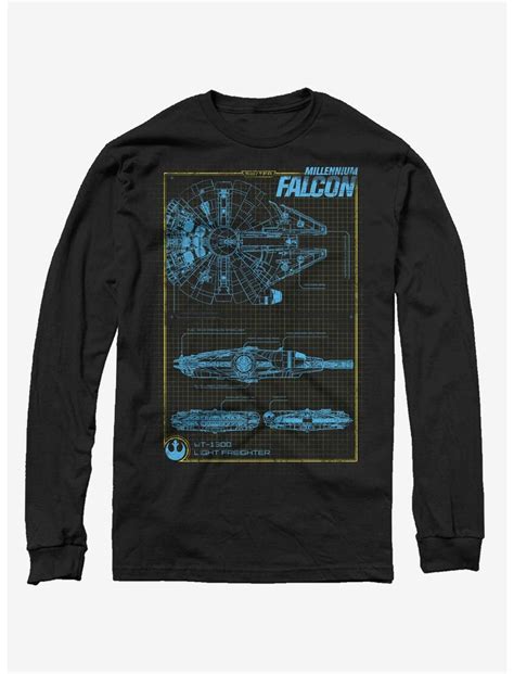 Star Wars Updated Mf Schematics Long Sleeve T Shirt Black Hot Topic