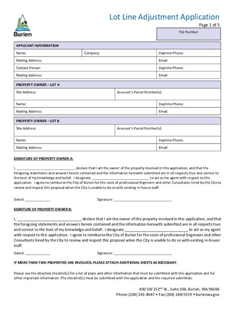 Fillable Online Lot Line Adjustment Application Land Use Application