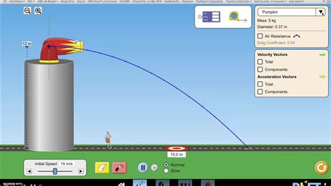 Phet Interactive Projectile Motion Screencast Youtube