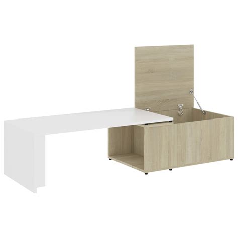 Omabeta Tables Table Basse Blanc Et Ch Ne Sonoma X X Cm