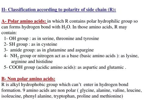 Ppt Ii Classification According To Polarity Of Side Chain R