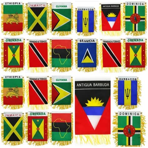 Afro Caribbean Countries Mini Flag Banner Car Van Mirror Hang Etsy