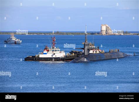 The Us Navy Ballistic Missile Submarine Uss Nevada Ssbn 733 Arrived At Naval Base Guam Jan