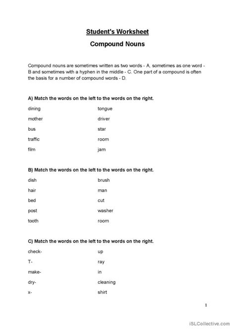 Compound Nouns Explanation Exerci English ESL Worksheets Pdf Doc