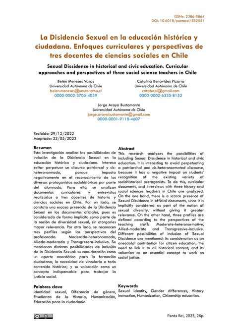 Pdf La Disidencia Sexual En La Educación Histórica Y Ciudadana Enfoques Curriculares Y