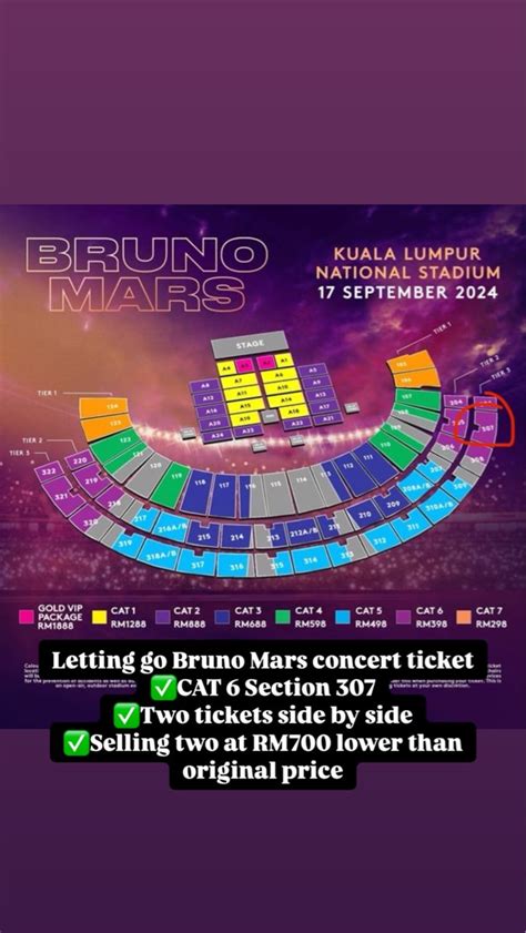 Bruno Mars CAT 6 Ticket X2 Tickets Vouchers Event Tickets On Carousell