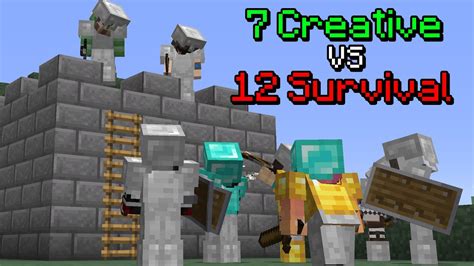 Minecraft Perang Creative Vs Survival Battle Siege Youtube