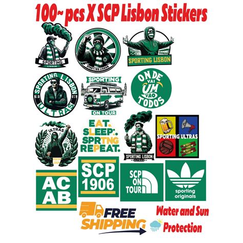 100 Pcs Sporting Cp Stickers Scp Football Sticker Sporting Lisbon Sticker Sporting Ultras