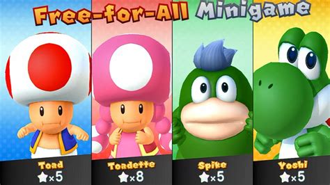 Mario Party All Minigames Toad Vs Toadette Vs Spike Vs Yoshi Wii