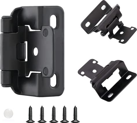 12 Overlay Semi Partial Wrap Cabinet Door Hinges Self Closingwith Cushions And Screws Black