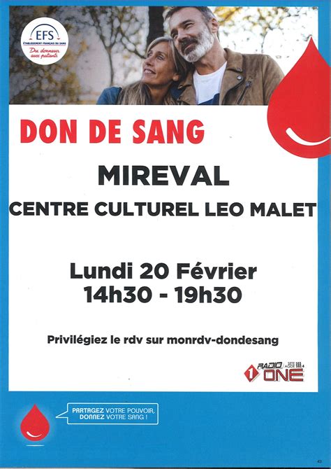 Don du sang Lundi 20 Février 2023 Mireval