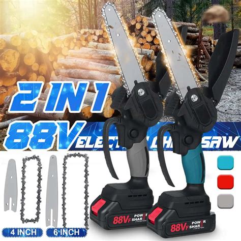 2 In 1 4 Inch 6 Inch Mini Electric Chain Saw 2000w 88v One Handed Woodworking Power Tool Cutter