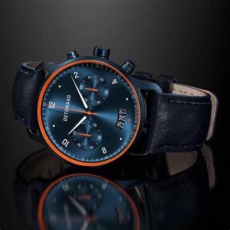 Detomaso Sorpasso Velocita Blue Orange Montre Bracelet Analogique