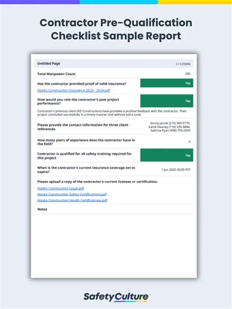 Free Contractor Prequalification Checklist Pdf Safetyculture