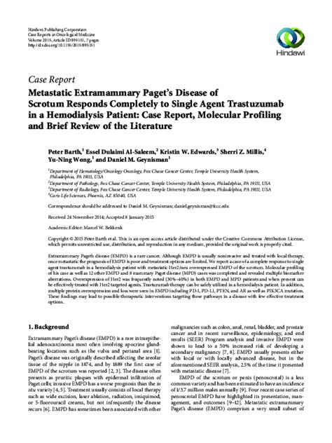 Pdf Metastatic Extramammary Paget’s Disease Of Scrotum Responds Completely To Single Agent