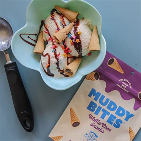 Muddy Bites Waffle Cone Snacks Chocolate Filled Bite Sized Cones Dark