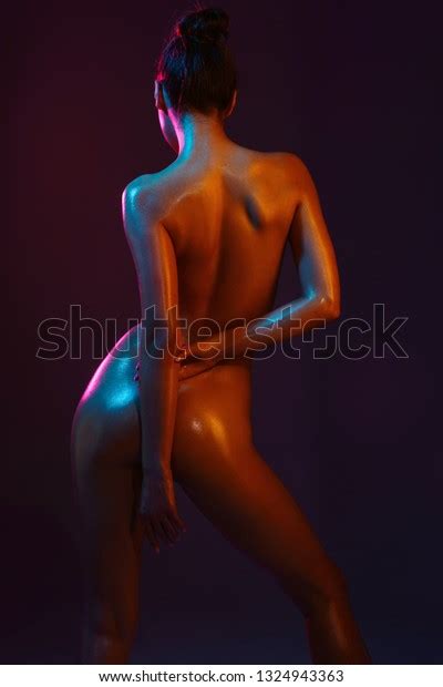 Fashion Beauty Nude Beautiful Blonde Dancing Stock Photo