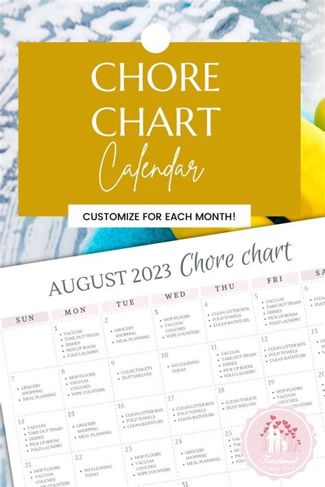 Chore Chart Template Editable Monthly Calendar Monthly Etsy In 2022