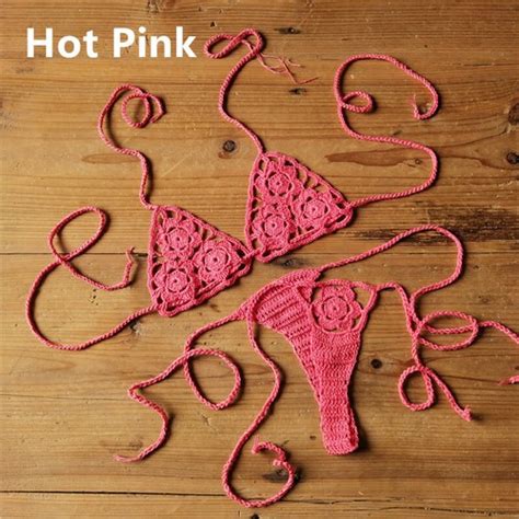 Crochet Mini Bikini Sunbathing Beach Micro Swimwear Cotton Sexy Lingerie Set EBay