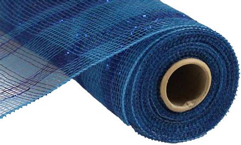 Amazon Plaid Metallic Deco Poly Mesh Ribbon Inch X Feet Blue