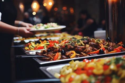 Premium Photo People Group Catering Buffet Food Indoor In Restaurant