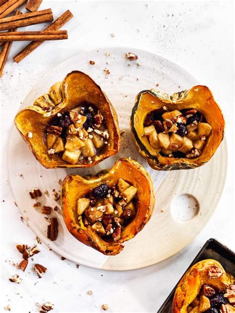 Cranberry Apple Stuffed Acorn Squash Recipe Savory Nothings