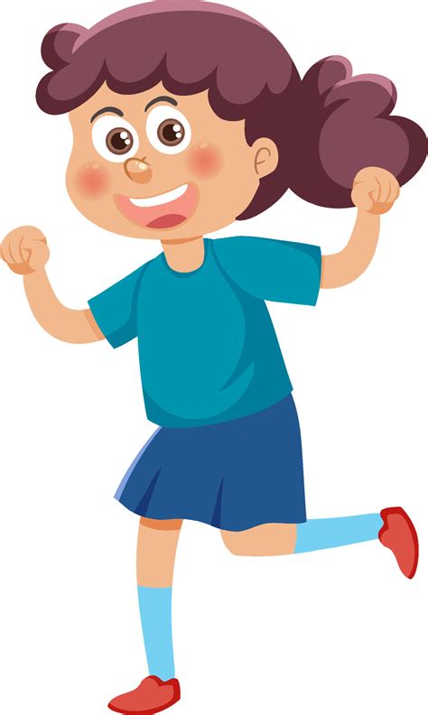 A Happy Girl Jumping Cartoon Character 11778683 Vector Art At Vecteezy