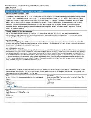 Fillable Online EAS SHORT FORM PAGE 8 NEGATIVE DECLARATION Use Of This