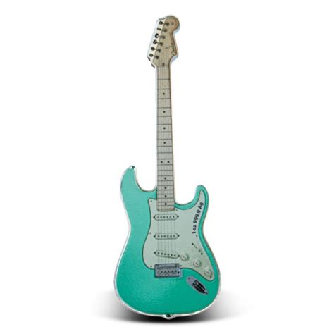 Silver Fender Guitar Surf Green Stratocaster Coins Silver