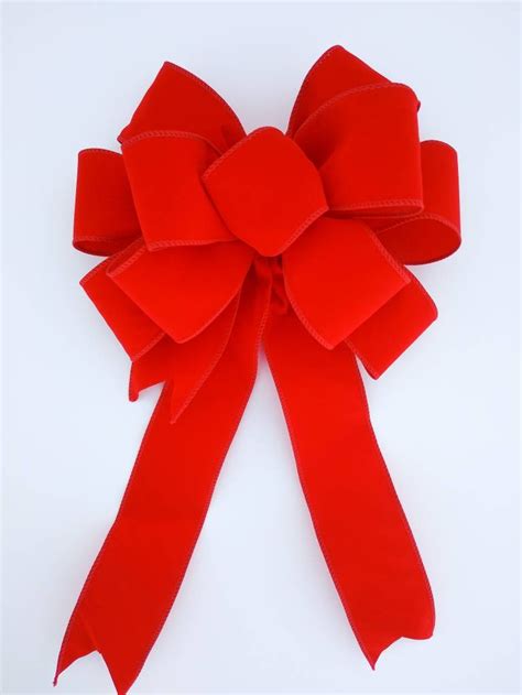 10 Red Velvet Bow Red Velvet Wreath Bow Red Christmas Etsy