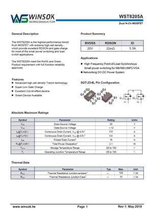 8205A MOSFET Datasheet Equivalente Reemplazo Hoja De