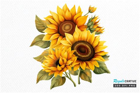 3d Sunflower Sublimation Clipart Png Graphic By Regulrcrative · Creative Fabrica