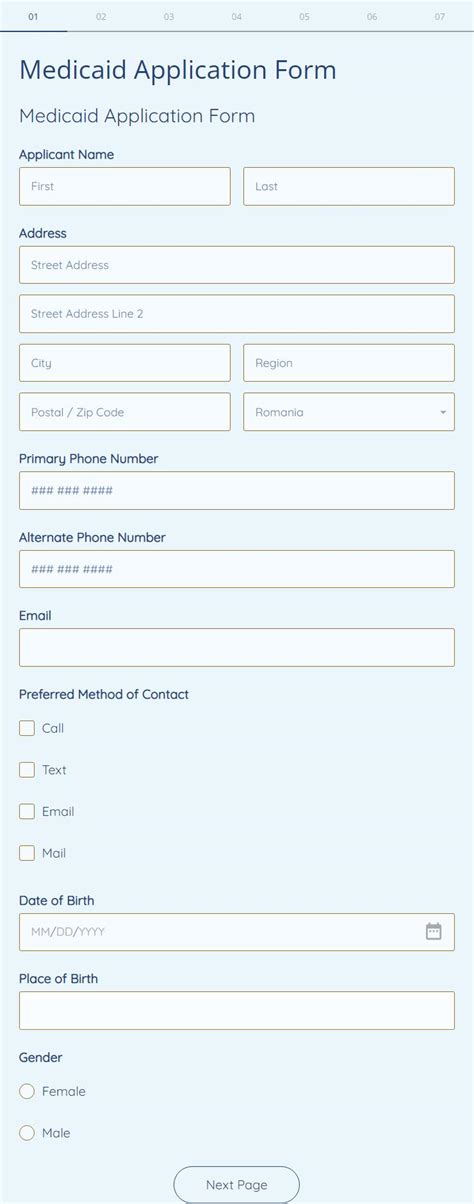 Medicaid Application Form Template 123formbuilder