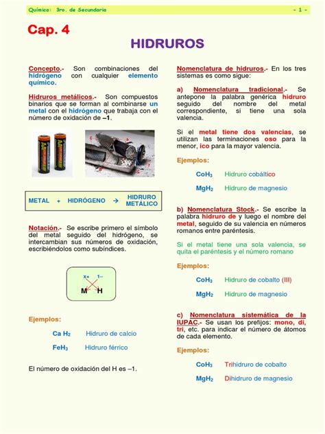 Hidruros Pdf Valencia Química Materiales