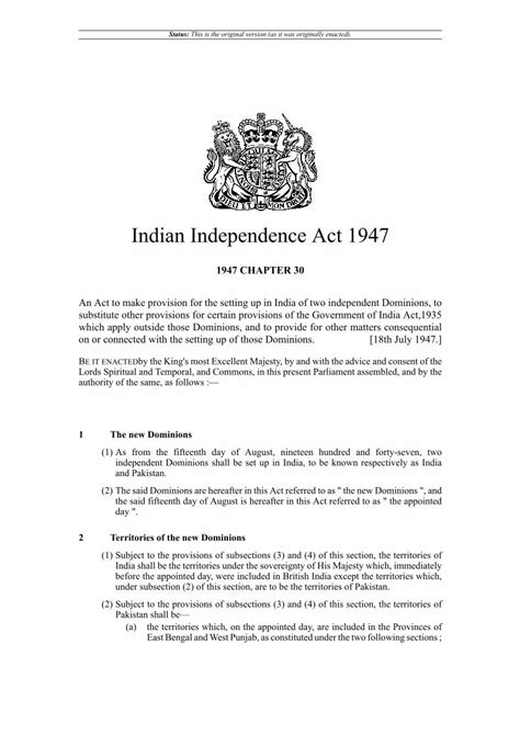 PDF Indian Independence Act 1947 Legislation Gov Uk Indian