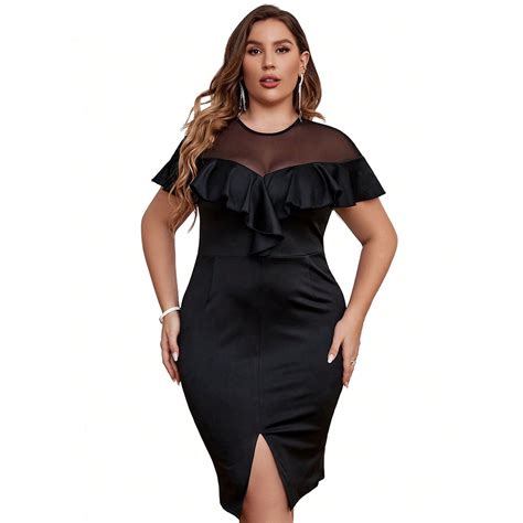 Julyc Plus Size Womens Elegant Short Sleeve Evening Party Gauze Bodycon