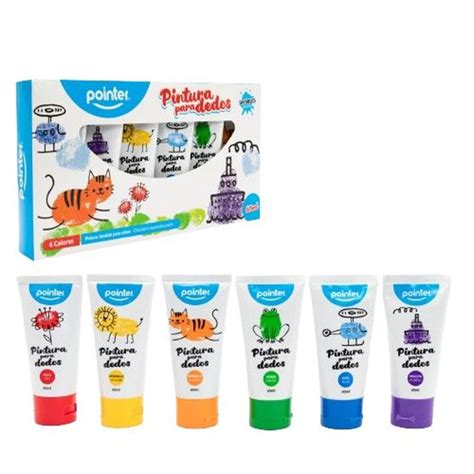 Tempera Escolar Lavable Pintura Para Dedos Niños 6 Colores POINTER