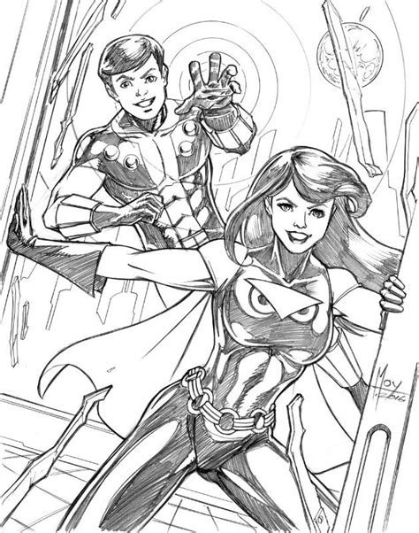 Cosmic Boy Night Girl By Jeff Moy In Steven Regina S Dc Comic Art