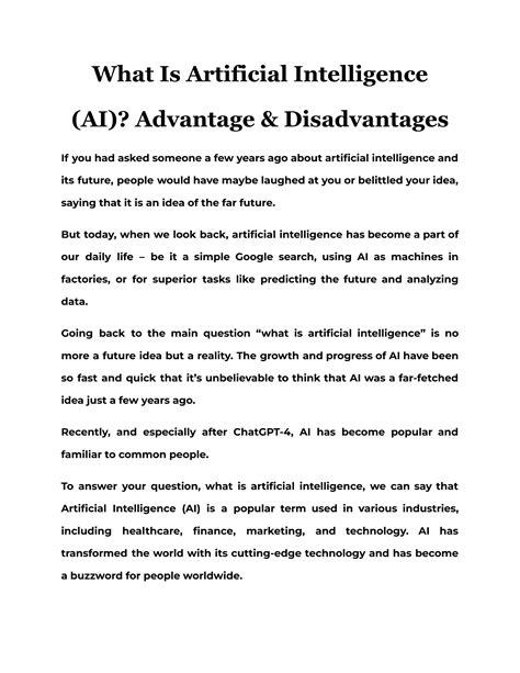 What Is Artificial Intelligence AI Advantage Disadvantages By