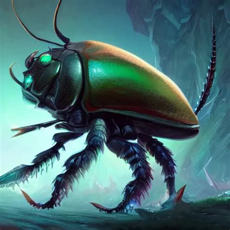 A Giant Glowing Horned Beetle Horned Beetle Horned Stable Diffusion