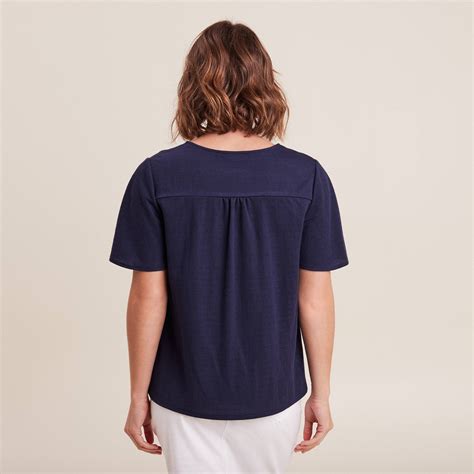 T Shirt Manches Courtes Bleu Marine Femme Br Al