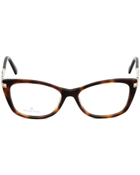 Swarovski Sk5343 Eyeglasses Dark Havana Clear Lens In Brown Lyst