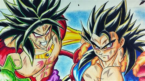 Dibujando A GOGETA SSJ4 Vs BROLY SSJ4 Dragon Ball YouTube