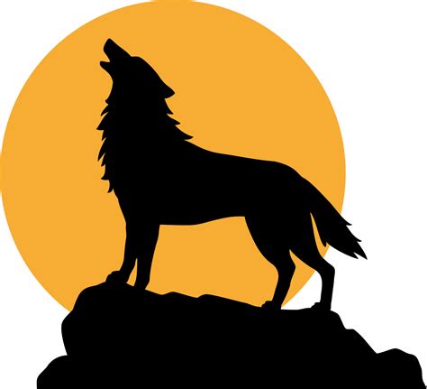 Silhouette of Howling Wolf and Full Moon PNG Illustration 24391694 PNG