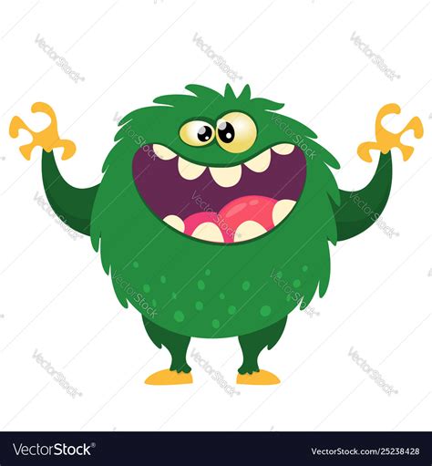 Happy cartoon monster with big mouth full teeth Vector Image