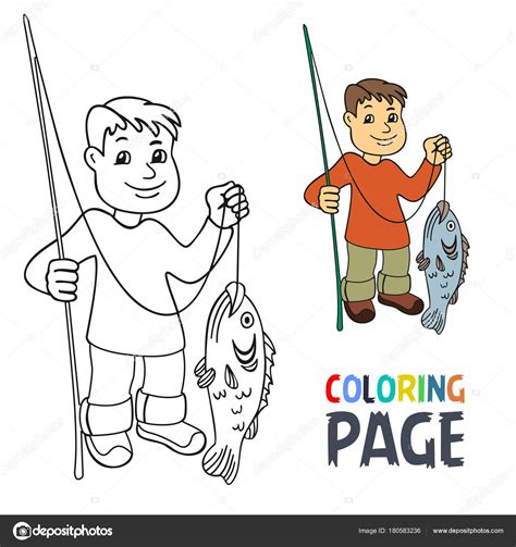 Pescador Dibujos Animados Para Colorear Página Para Niños 54 Off