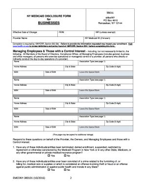 Fillable Online Emedny New York State Medicaid Disclosure Form EMedNY